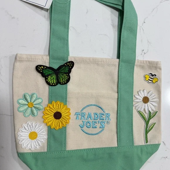 Trader Joe's mini pastel canvas tote bag - Picture 1 of 4